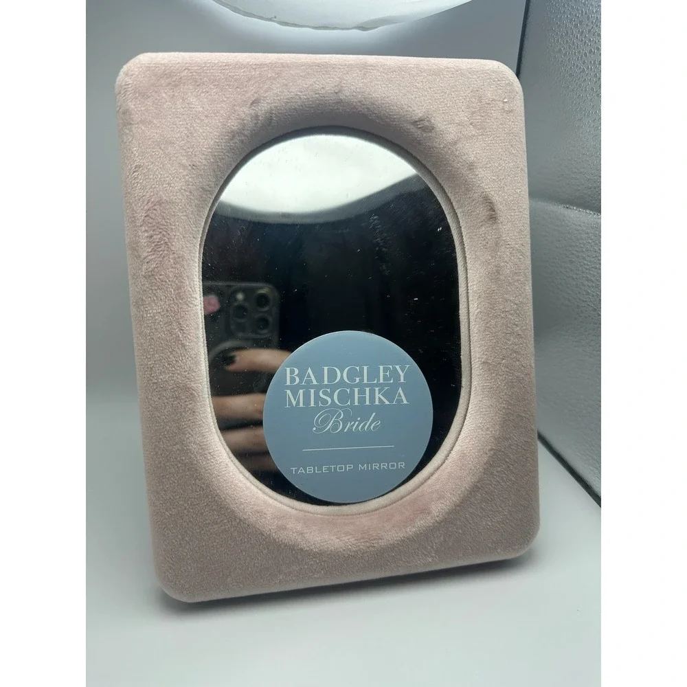 Badgley Mischka Bride Wedding rose pink Velour TableTop Mirror NEW